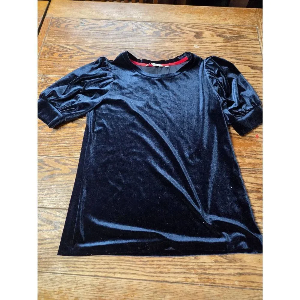 Boden Maddie Blue Velvet Puff Short Sleeve Sleeve Top Shirt Womens size 4
